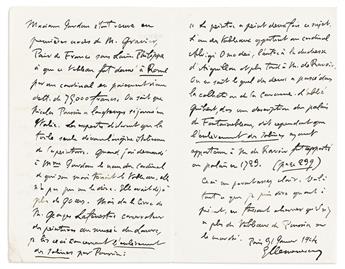 CLEMENCEAU, GEORGES. Archive of 37 items, all but one Signed, GClemenceau or G, to Violet Maxse (Lady Edward Cecil and later Viscou